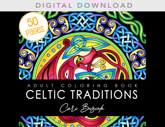 an adult coloring book with celtic designs