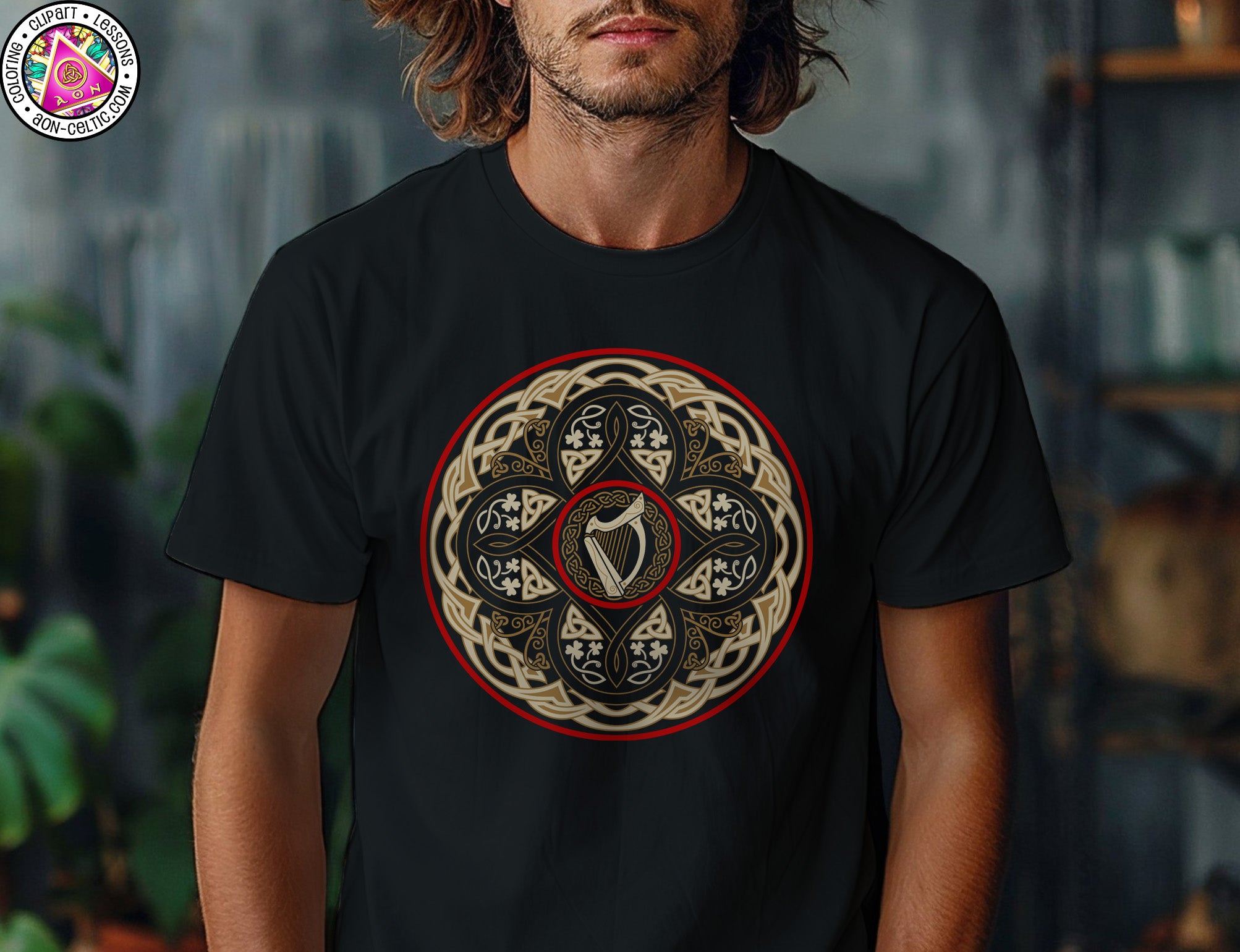 a man with long hair wearing a black shirt