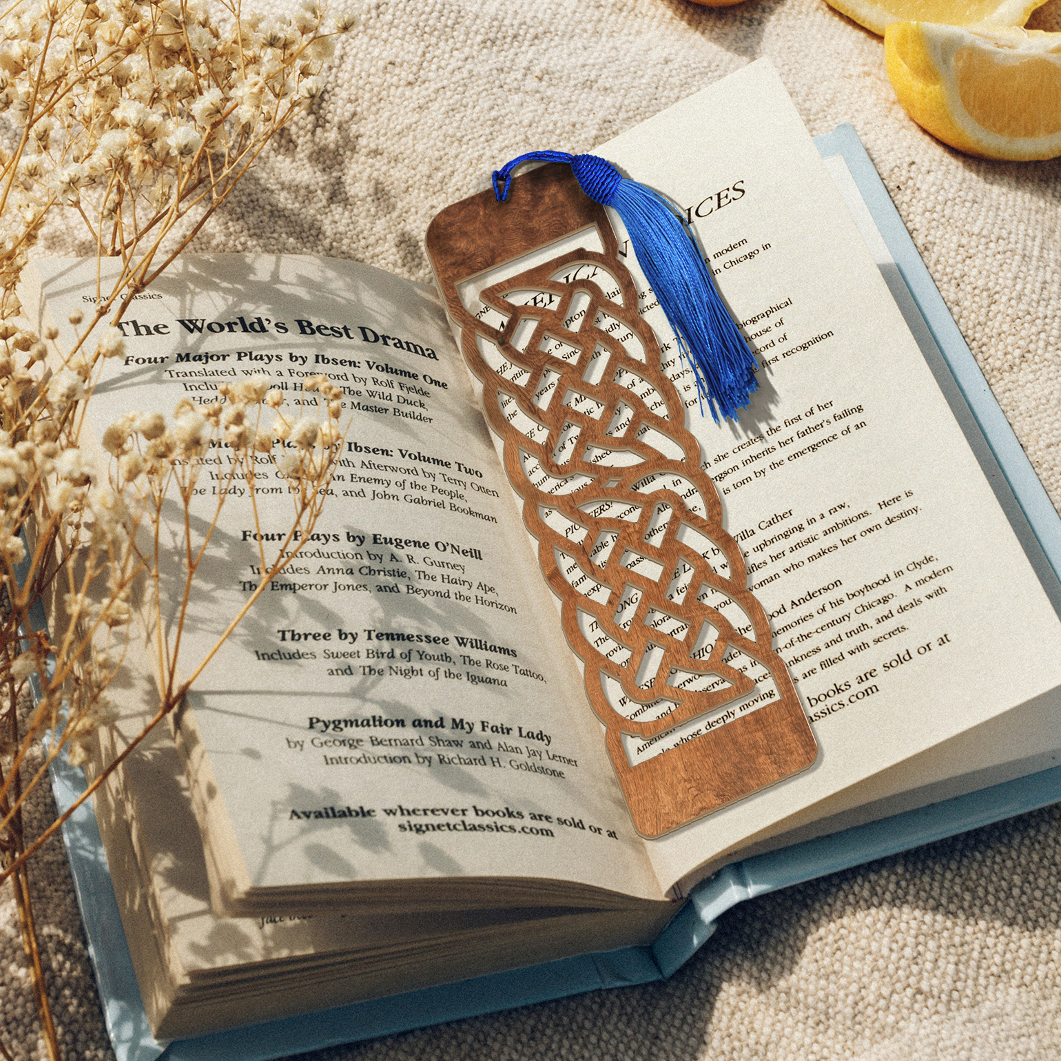 Celtic Wooden Bookmark – Handmade Laser Cut Dark Wood Grain Design with Tassel