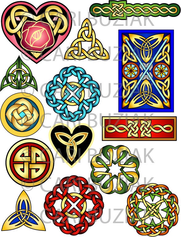 CELTIC Clipart Theme Pack - Celtic Knot Clipart 1, INVITATIONS, Wedding Stationary, Celtic Crafts, Celtic Clip Art, Dot Journal PDF