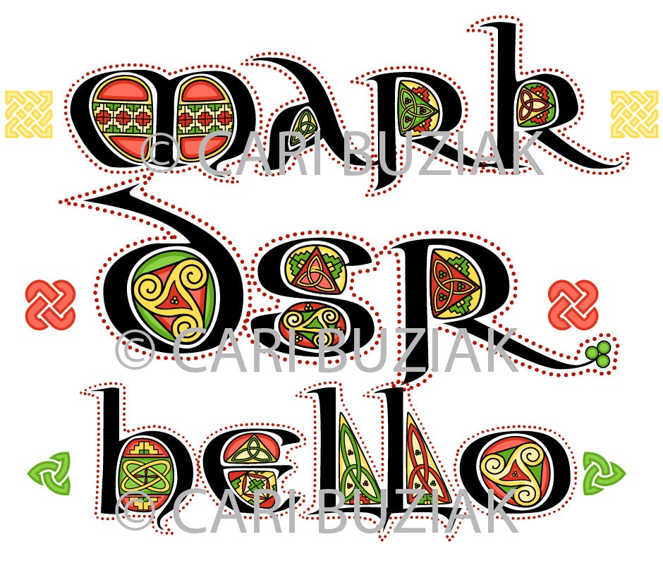 CELTIC Color FONT - Aon Manuscript, INVITATIONS, Opentype svg, Irish Wedding Stationary, Celtic Font, Lettering, Celtic Calligraphy Uncial