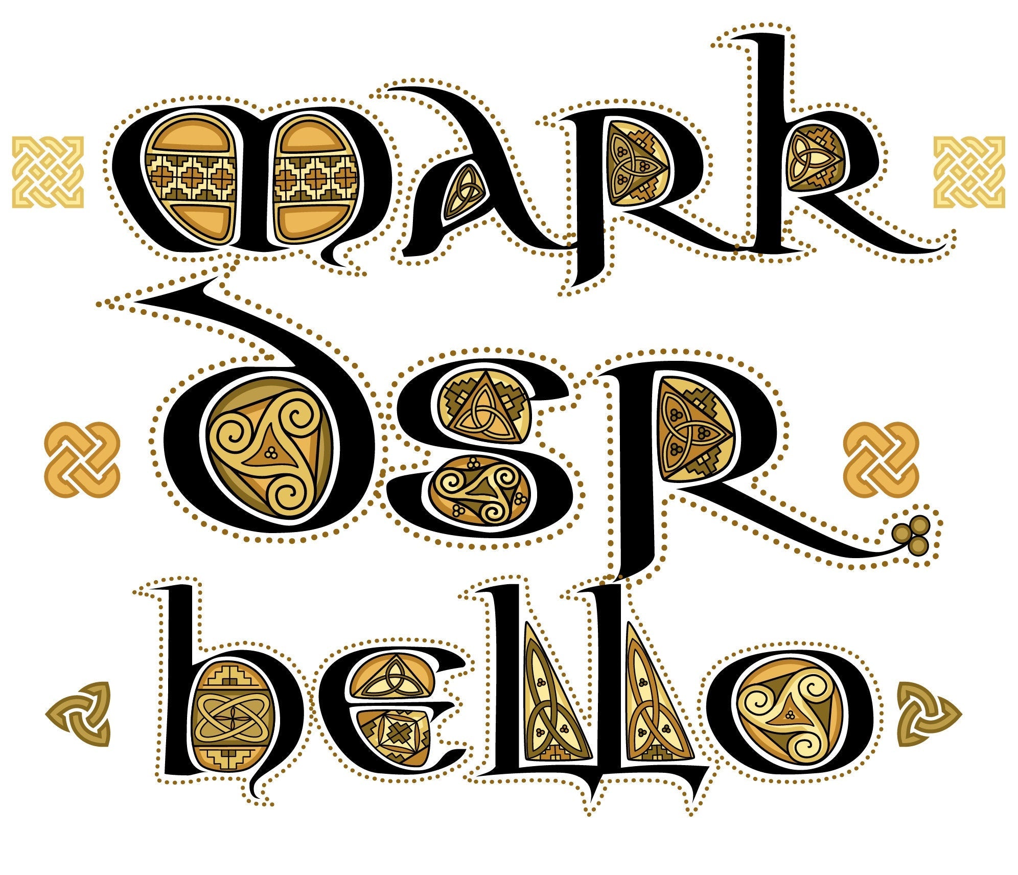 CELTIC Color FONT - Aon Manuscript Antique, INVITATIONS, Opentype svg, Irish Wedding Stationary, Celtic Font, Lettering, Celtic Calligraphy