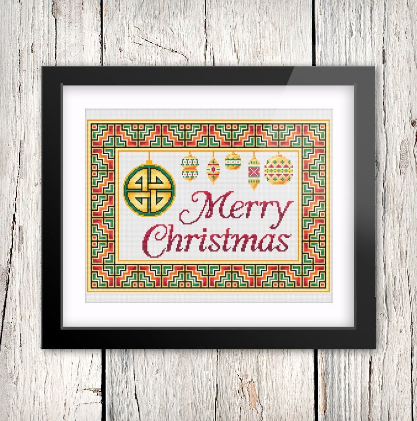Celtic Cross Stitch Pattern – Christmas Irish Embroidery Design with Knotwork