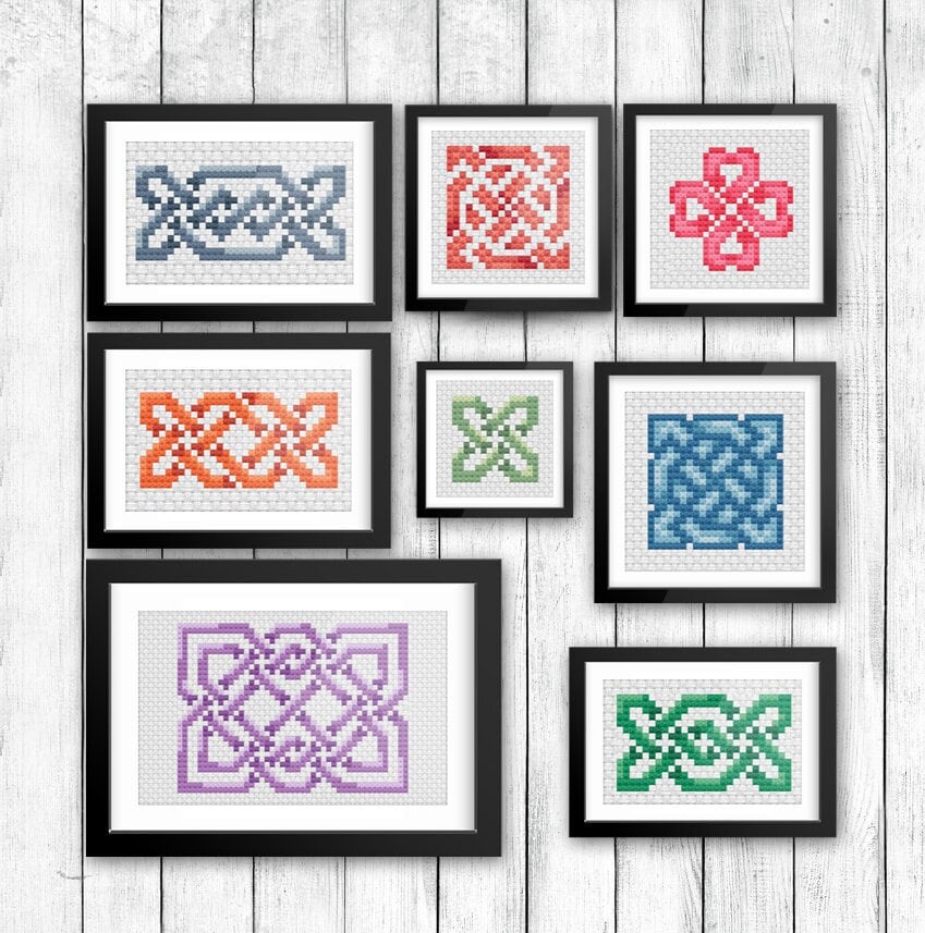 Celtic Cross Stitch | 8 Small Knot Designs PDF – Irish Gift Ideas & Quick Stitching Projects