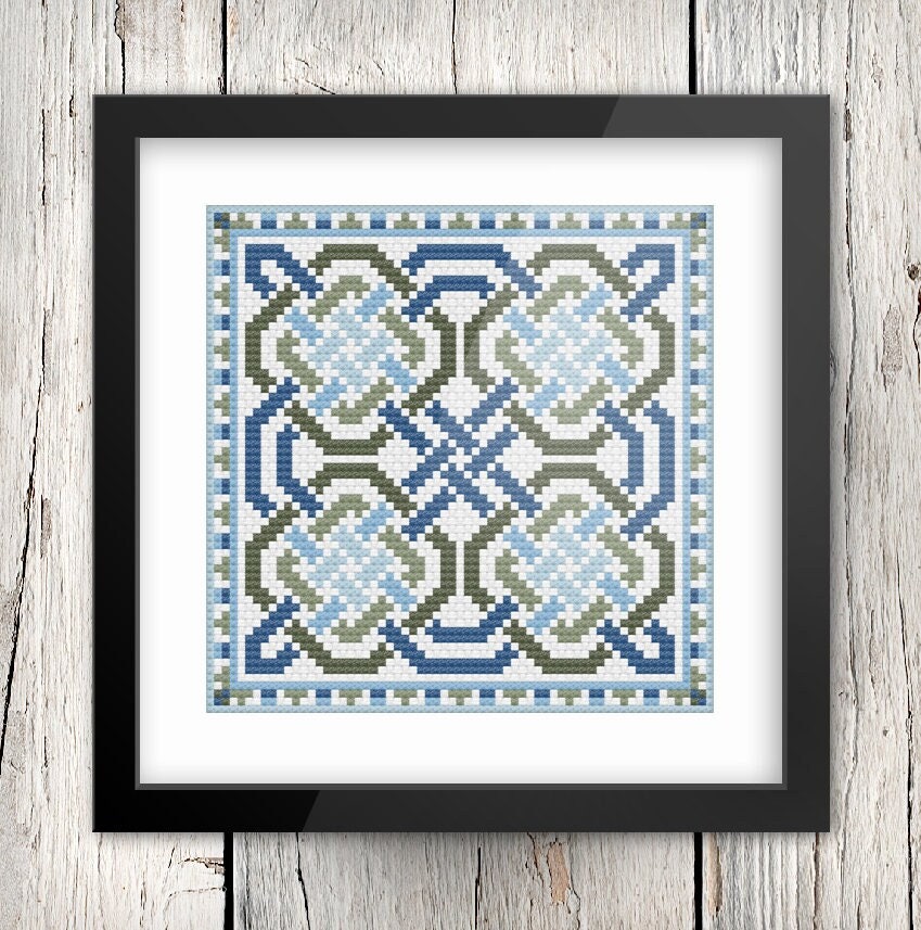 Celtic Cross Stitch Pattern – Irish Knotwork Design on Aida 14 Count Fabric