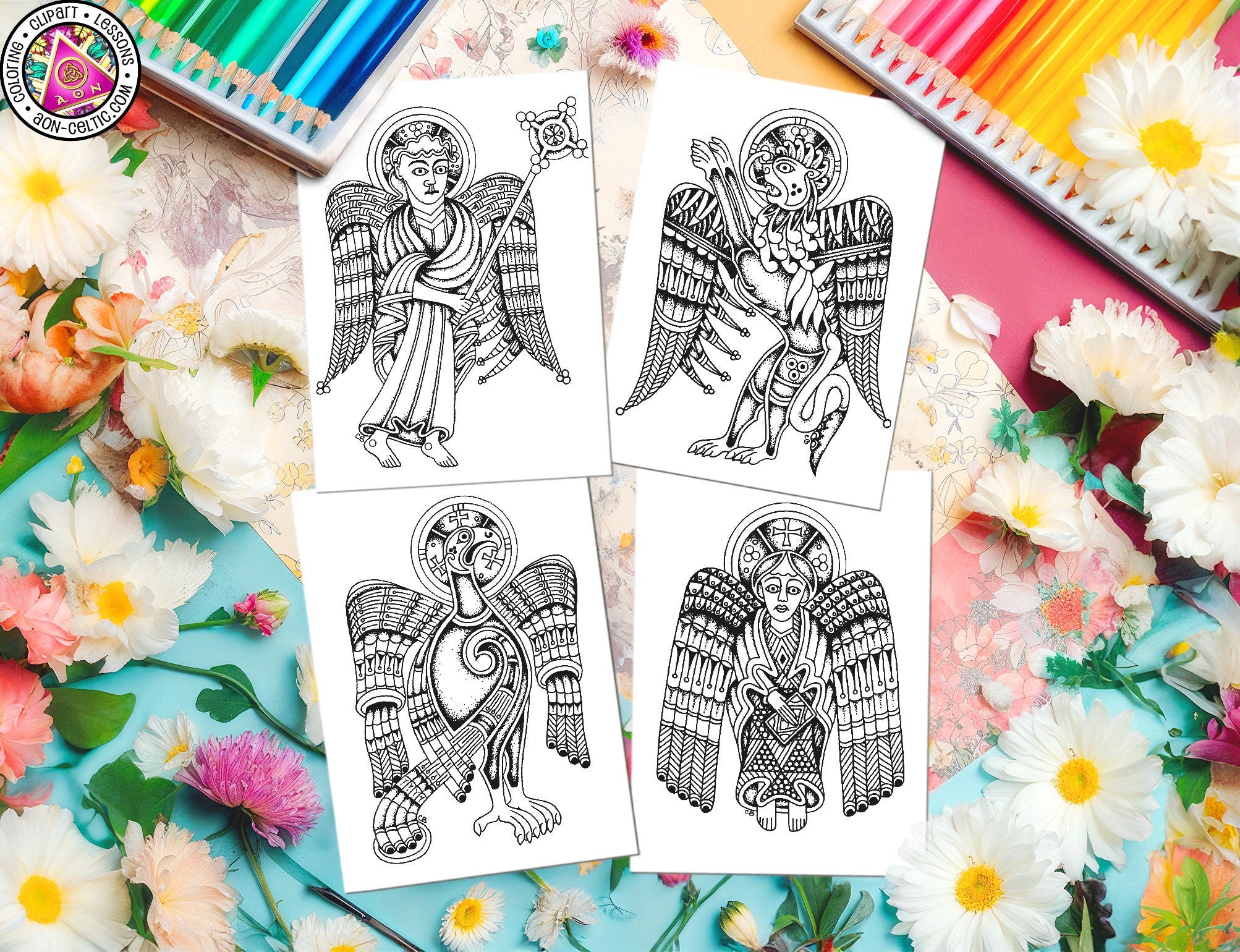 Celtic Greeting Cards - Printable Irish Coloring Cards PDF | Thank You Notes