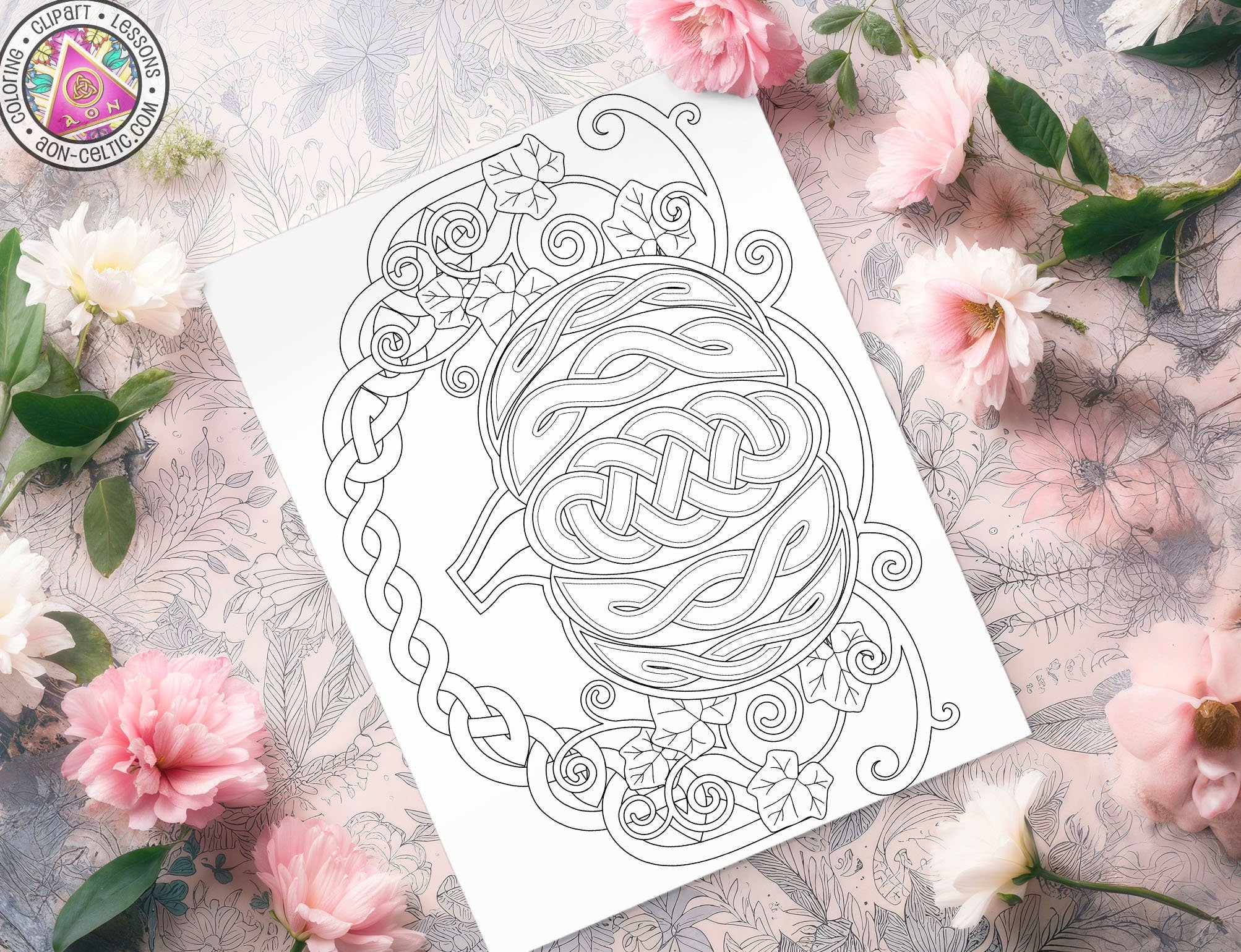 Celtic Pumpkin Coloring - Pumpkin Twist Art | Thanksgiving & St Patrick's Day Pages