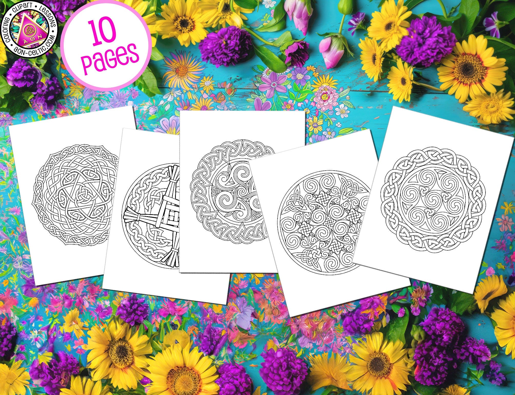 Celtic Mandala Coloring - Printable Ebook PDF With Intricate Knotwork Art Designs