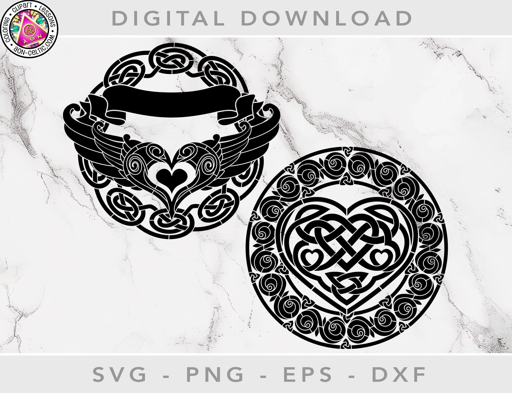 Celtic Vinyl Stencils - Valentines Day SVG With Ornate Winged Heart & Love Inspired Design