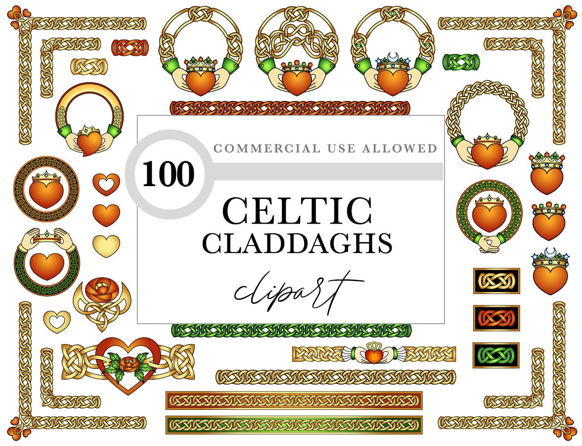 Celtic Clipart Pack | Claddagh, Knot Borders For Wedding Designs