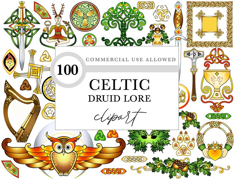 Celtic Clipart Pack | Pagan Druid PNGs For Wedding Card Designs