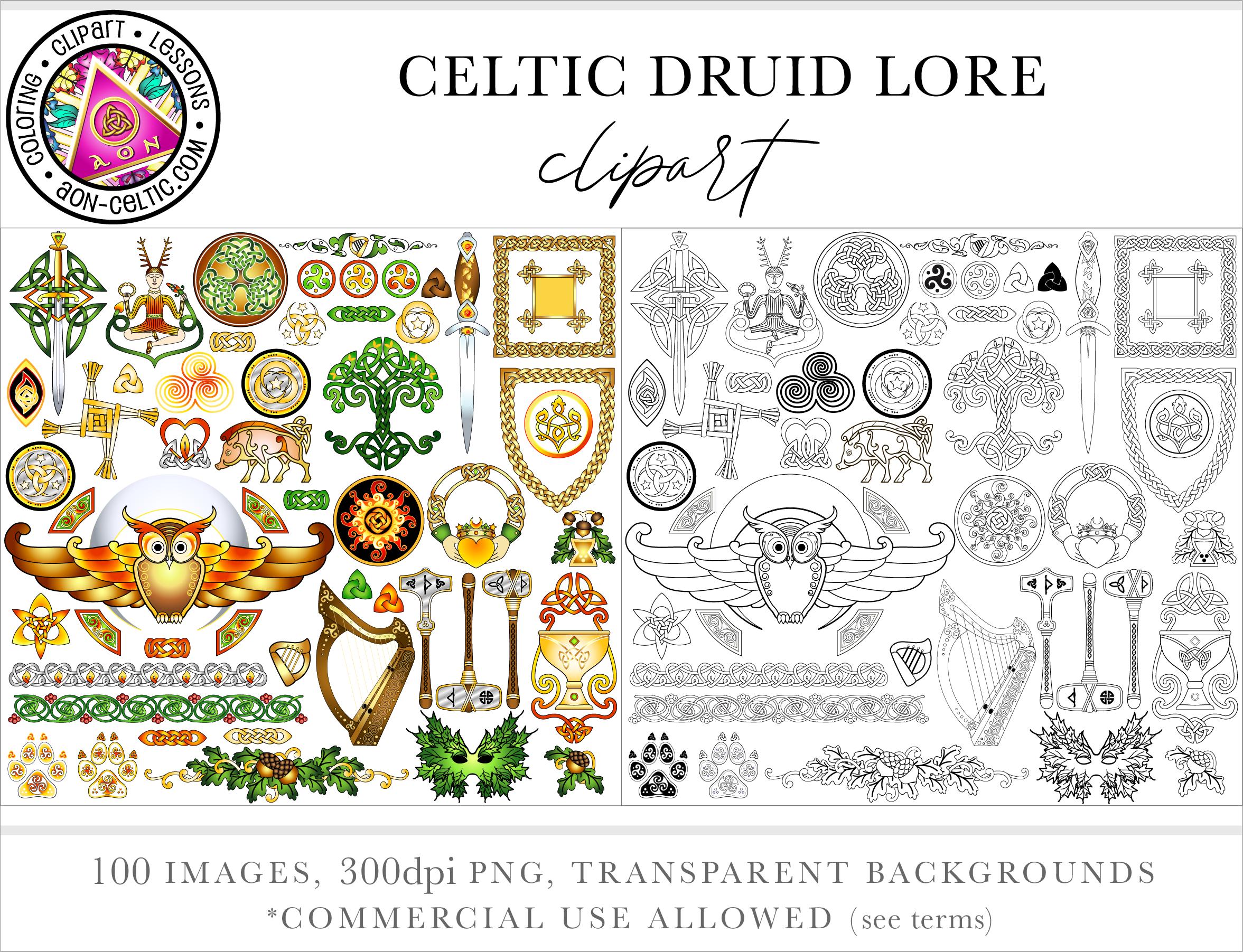 Celtic Clipart Pack | Pagan Druid PNGs For Wedding Card Designs