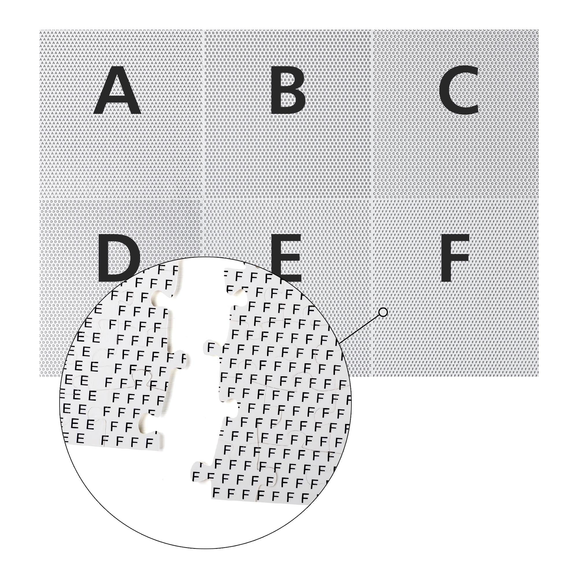a circular pattern of letters A, B, C, D, E, F, and G, arranged in a grid-like pattern.