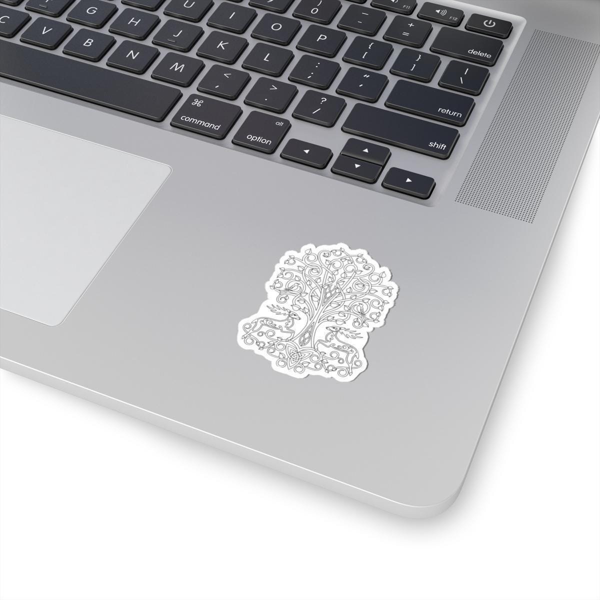 Celtic Tree of Life Sticker – Filigree Vinyl Decal with Stag Motif & Ornamental Design