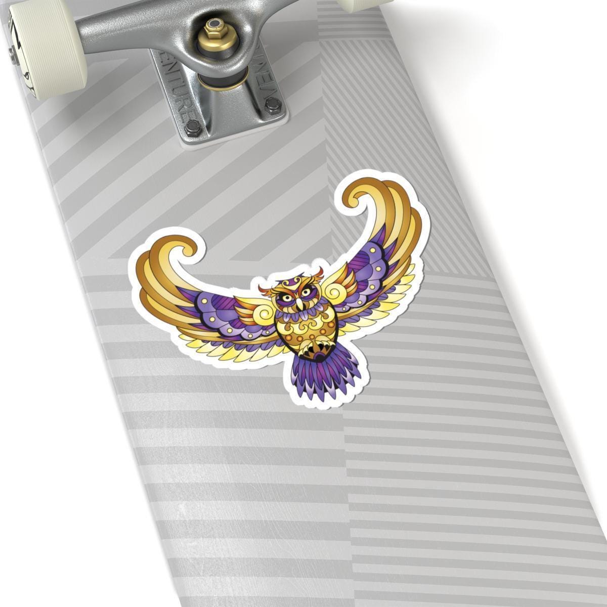 Celtic Owl Sticker – Ornate Wing Decal with Baroque Feathers & Symmetrical Art