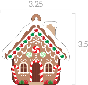 a gingerbread house ornament with candy canes and candy canes