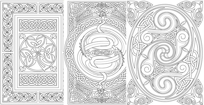 a coloring book page with intricate designs
