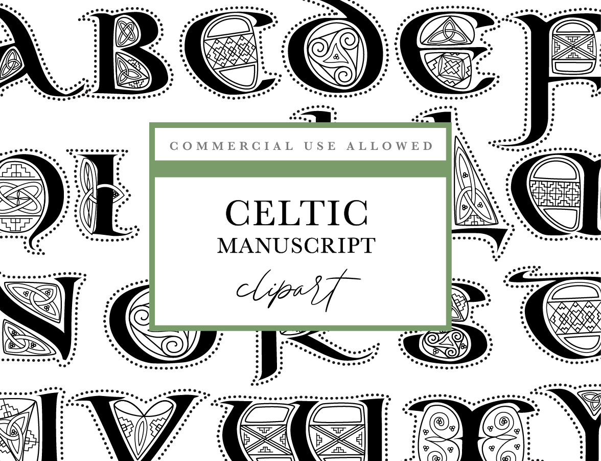 a black and white pattern with the words celtic manuscript expert