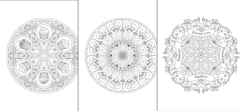 a coloring page with two different designs