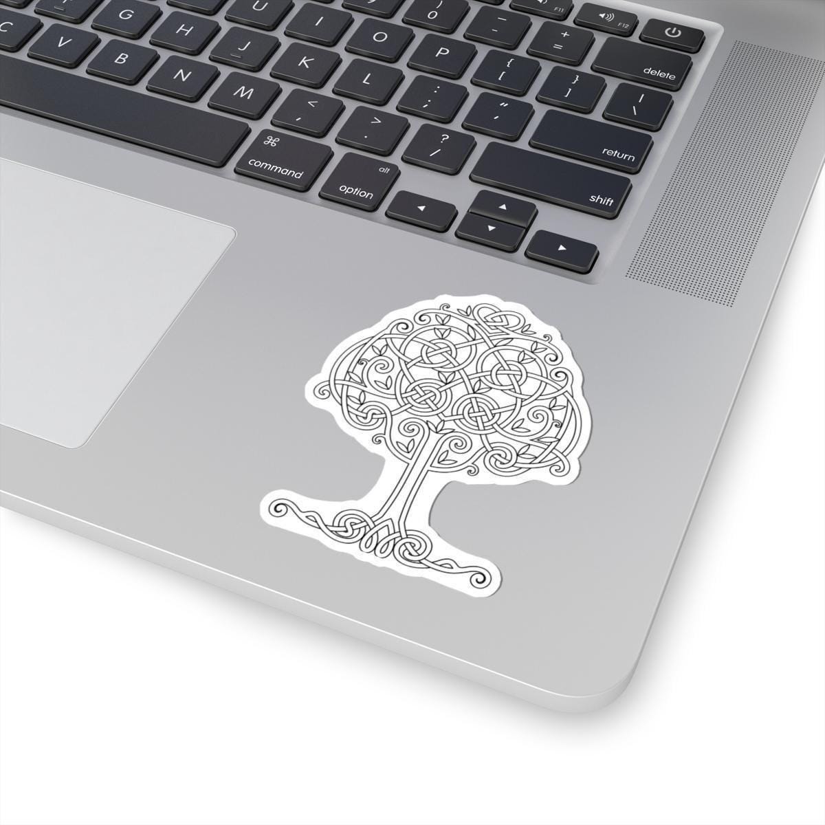 Celtic Tree Sticker - Intricate Knotwork Design & Geometric Leaf Pattern Vinyl Decal