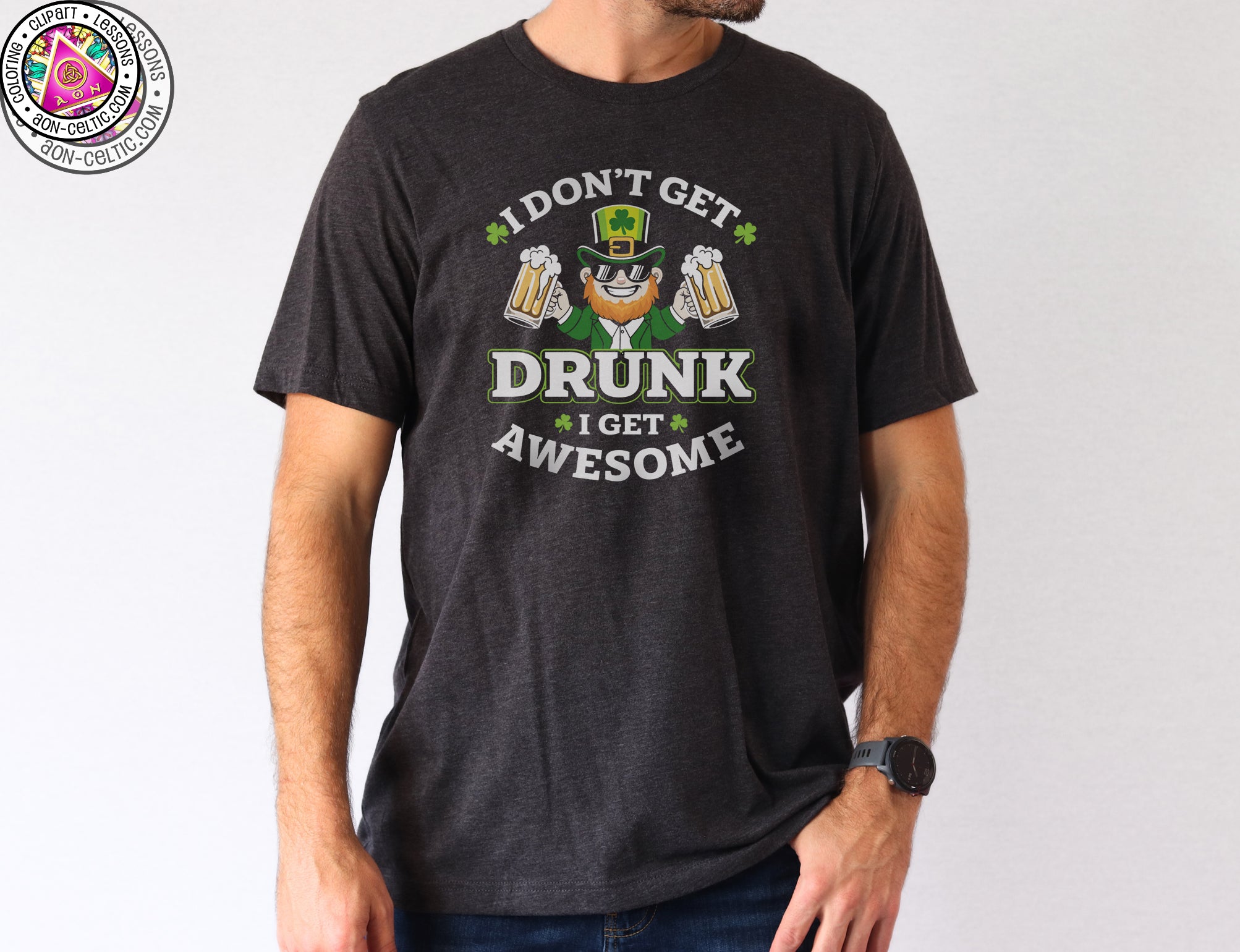 a man wearing a st patrick's day t - shirt