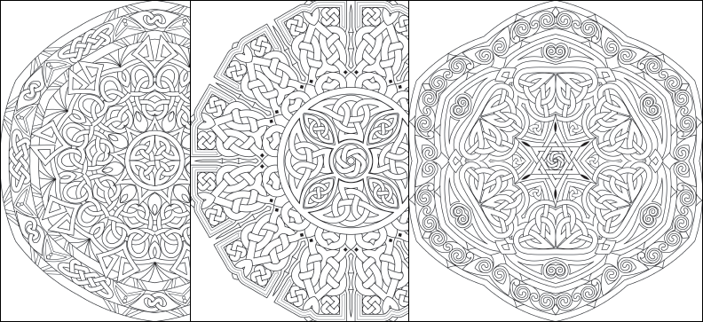 a black and white image of two circular designs
