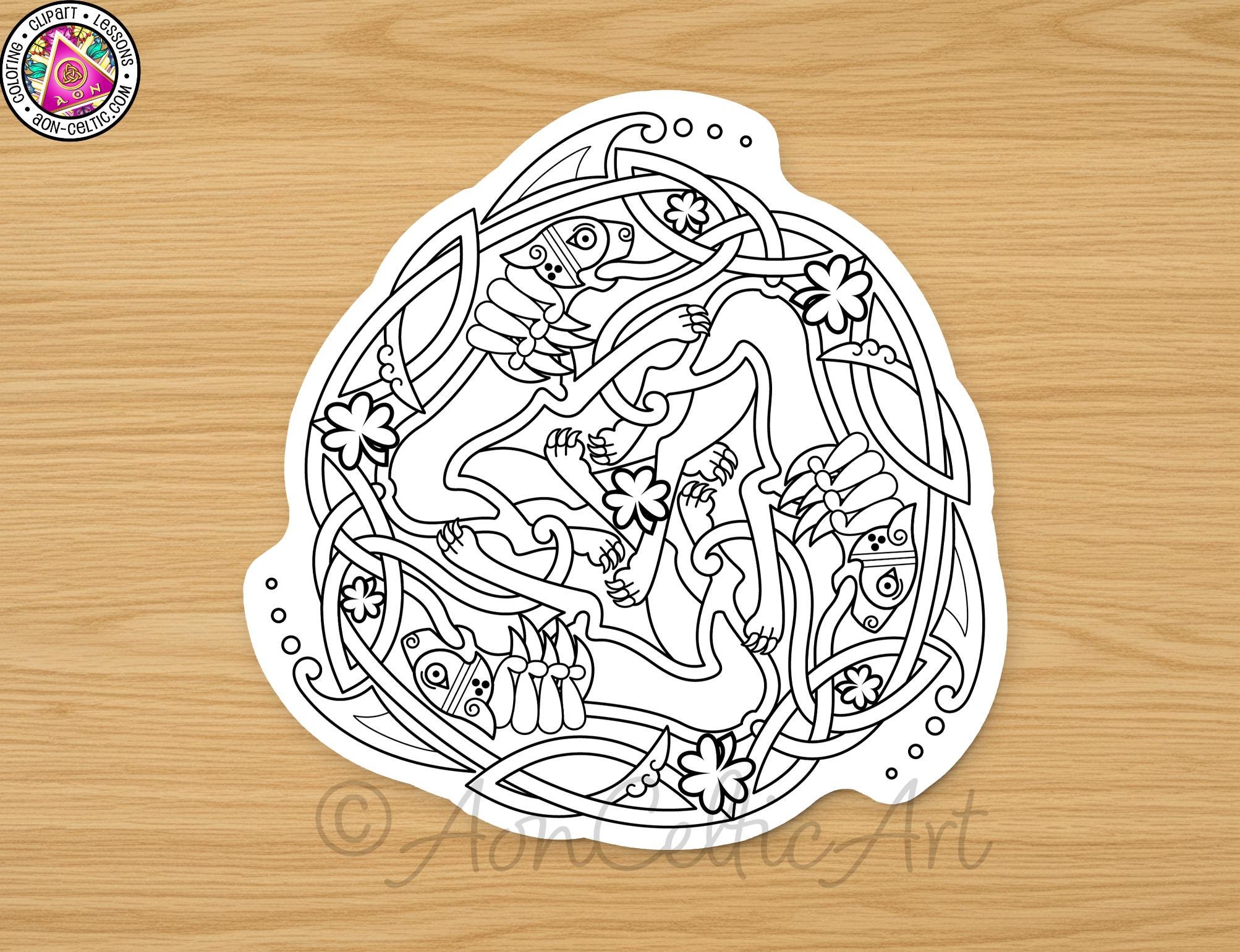 A black and white illustration of a complex, intricate design featuring various shapes, lines, and floral elements.