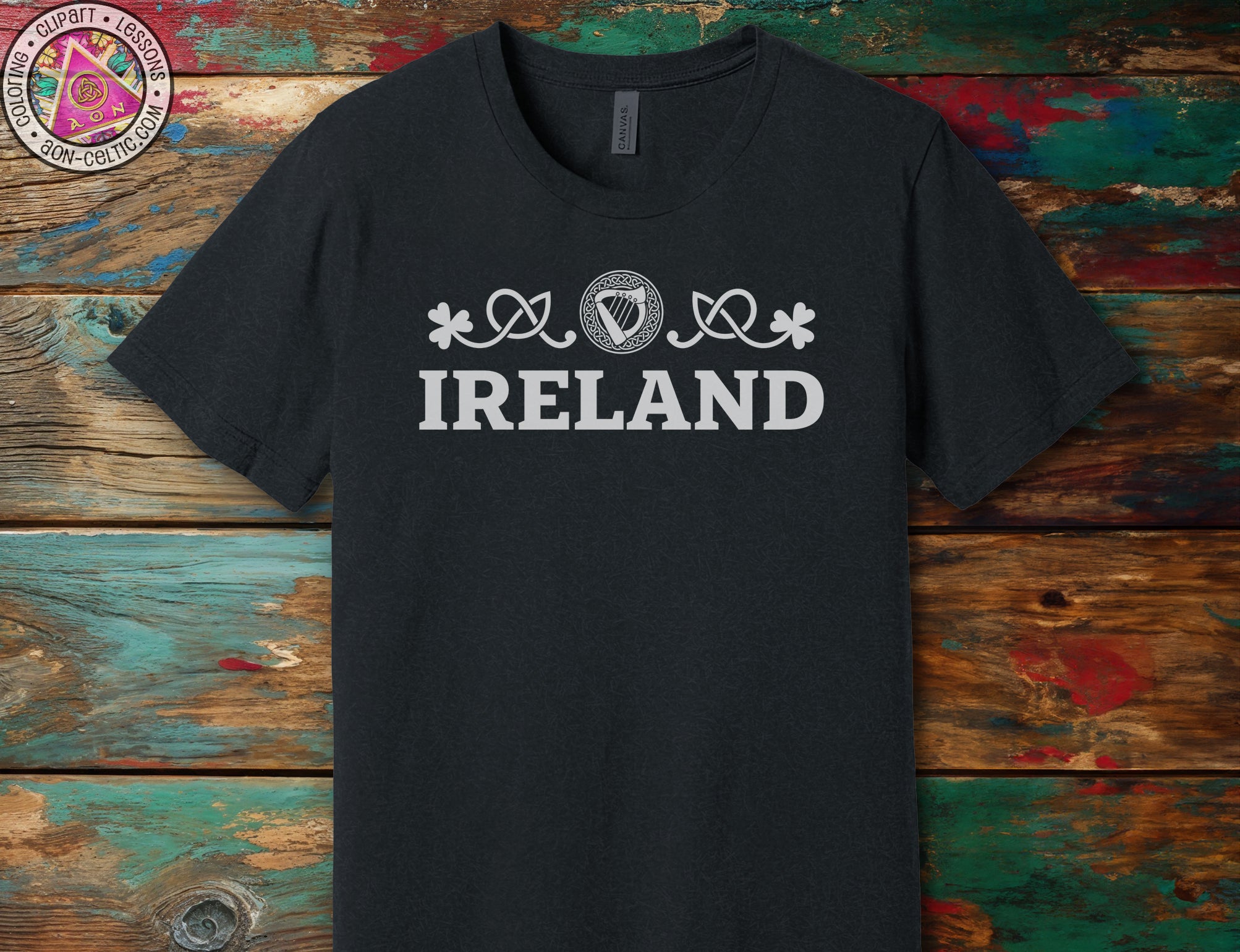 a black t - shirt with the words ireland printed on it