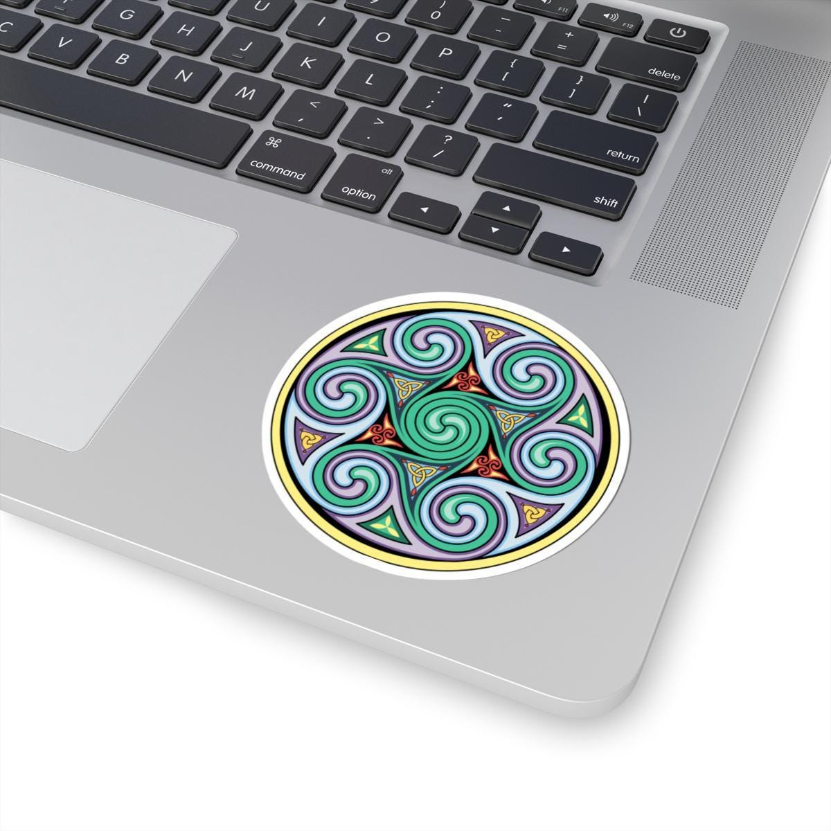 Celtic Mandala Sticker – Vinyl Mandala Decal with Geometric Spiral & Knotwork Design
