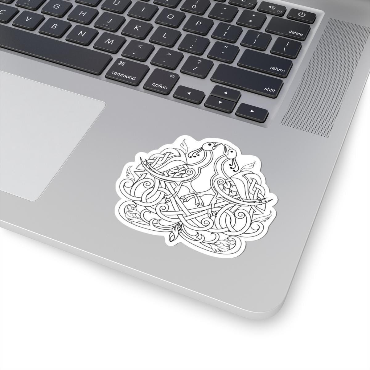 Celtic Firebirds Sticker - Symmetrical Bird Art Vinyl Decal with Intricate Knotwork