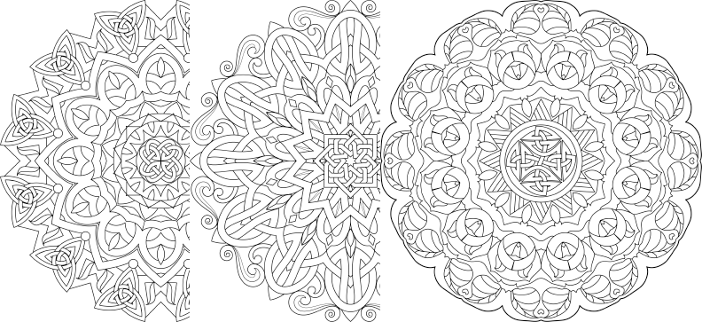 a black and white image of two circular designs
