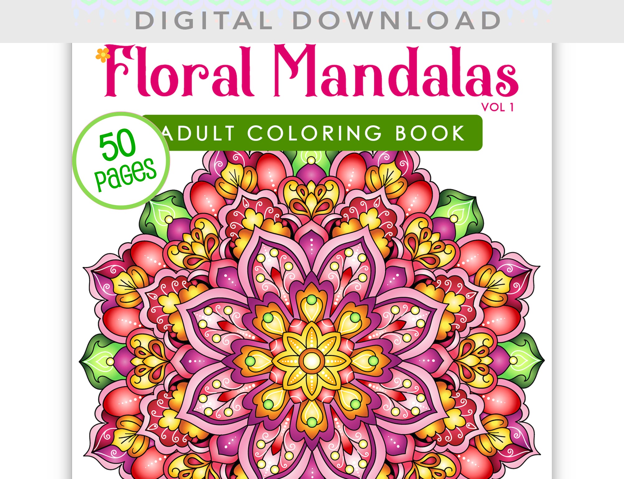 a coloring book with the title floral mandals adult coloring book