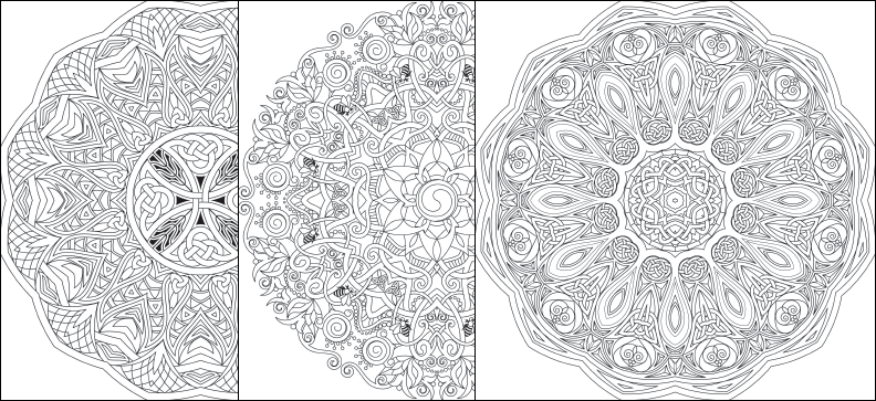 a coloring book page with two different designs
