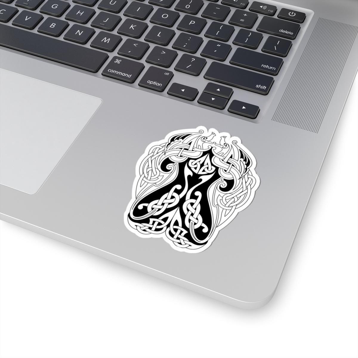 Celtic Knot Shield Sticker - Glossy Vinyl Dragon Motif Decal for Laptop