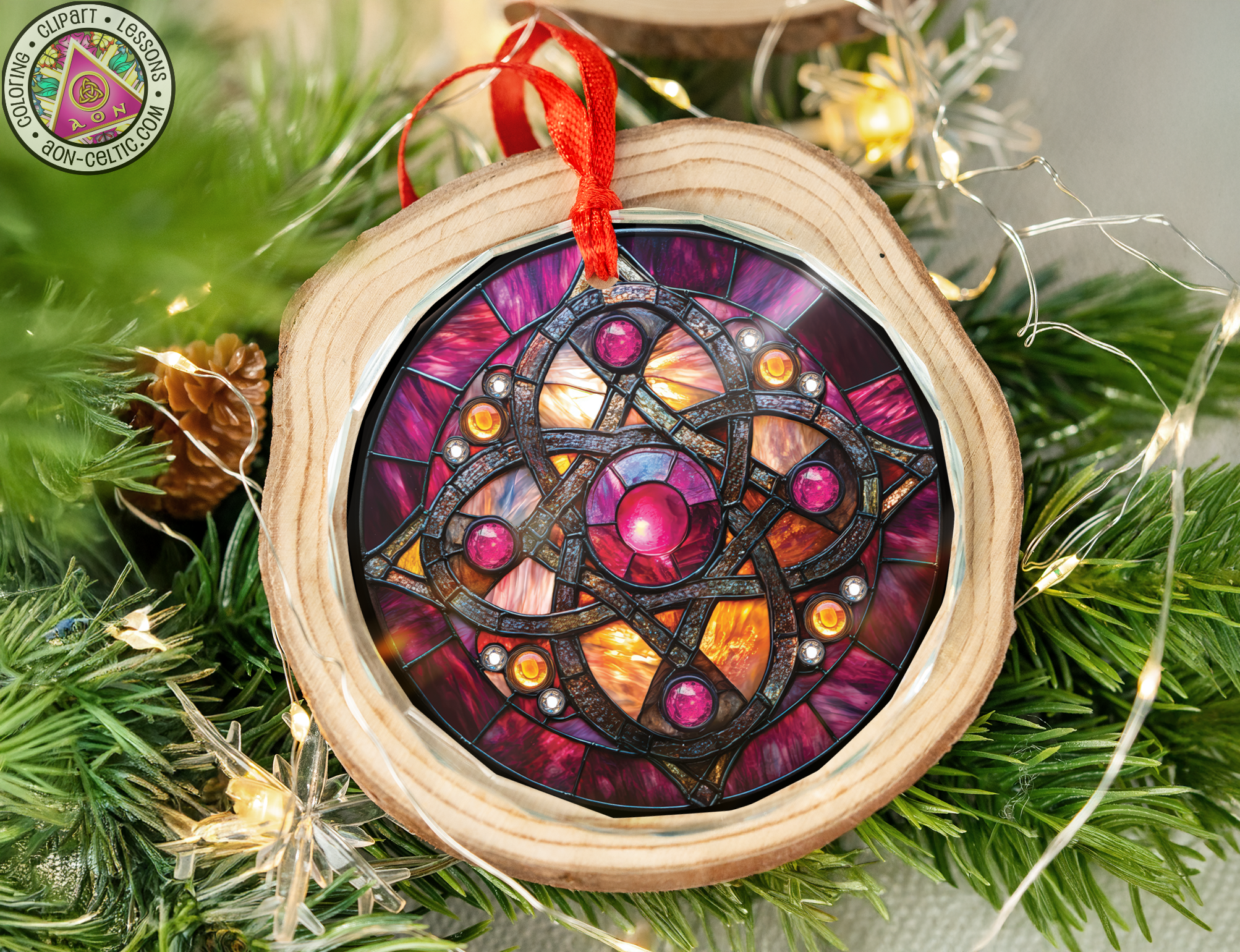 a wooden ornament hanging from a christmas tree