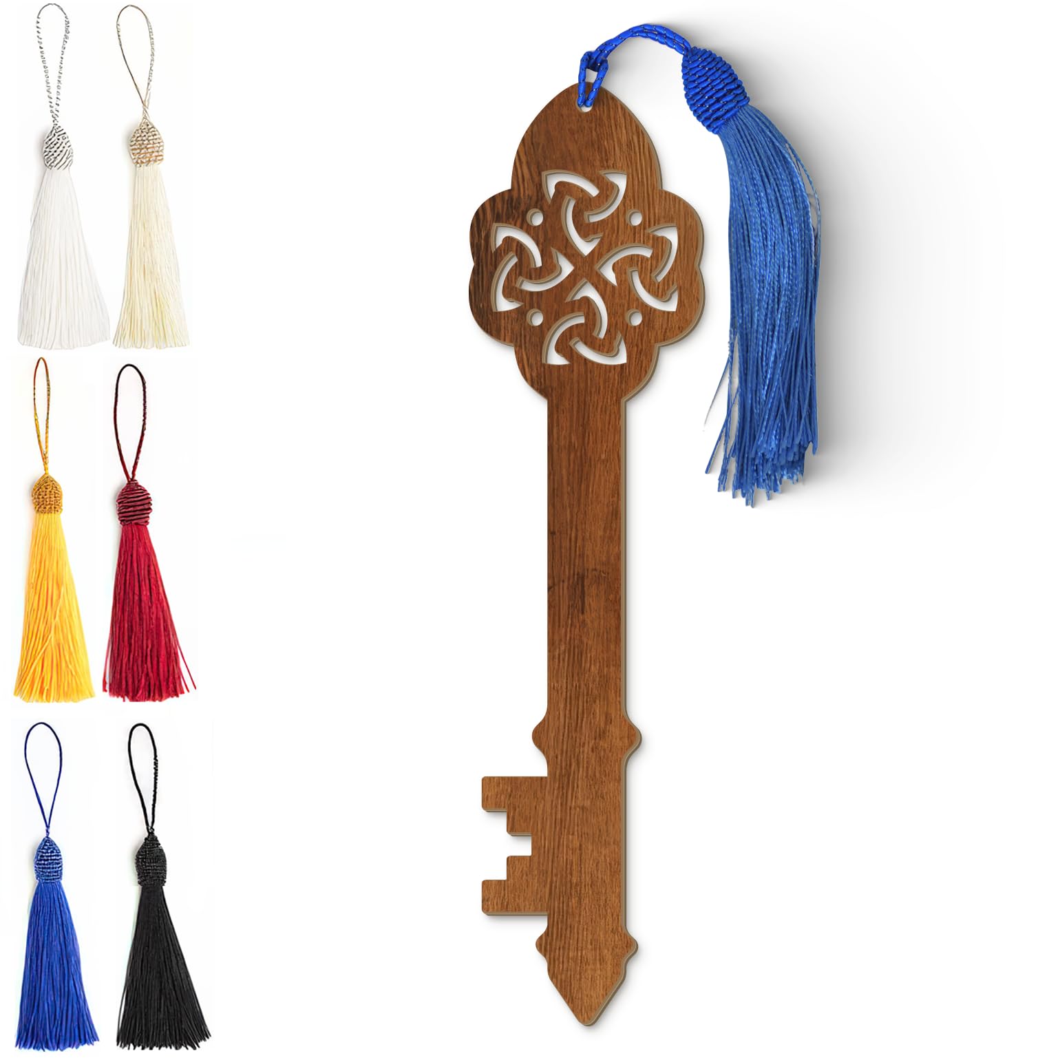 Celtic Wooden Bookmark – Laser Cut Trinity Knot Design | Dark Wood Finish Tassel