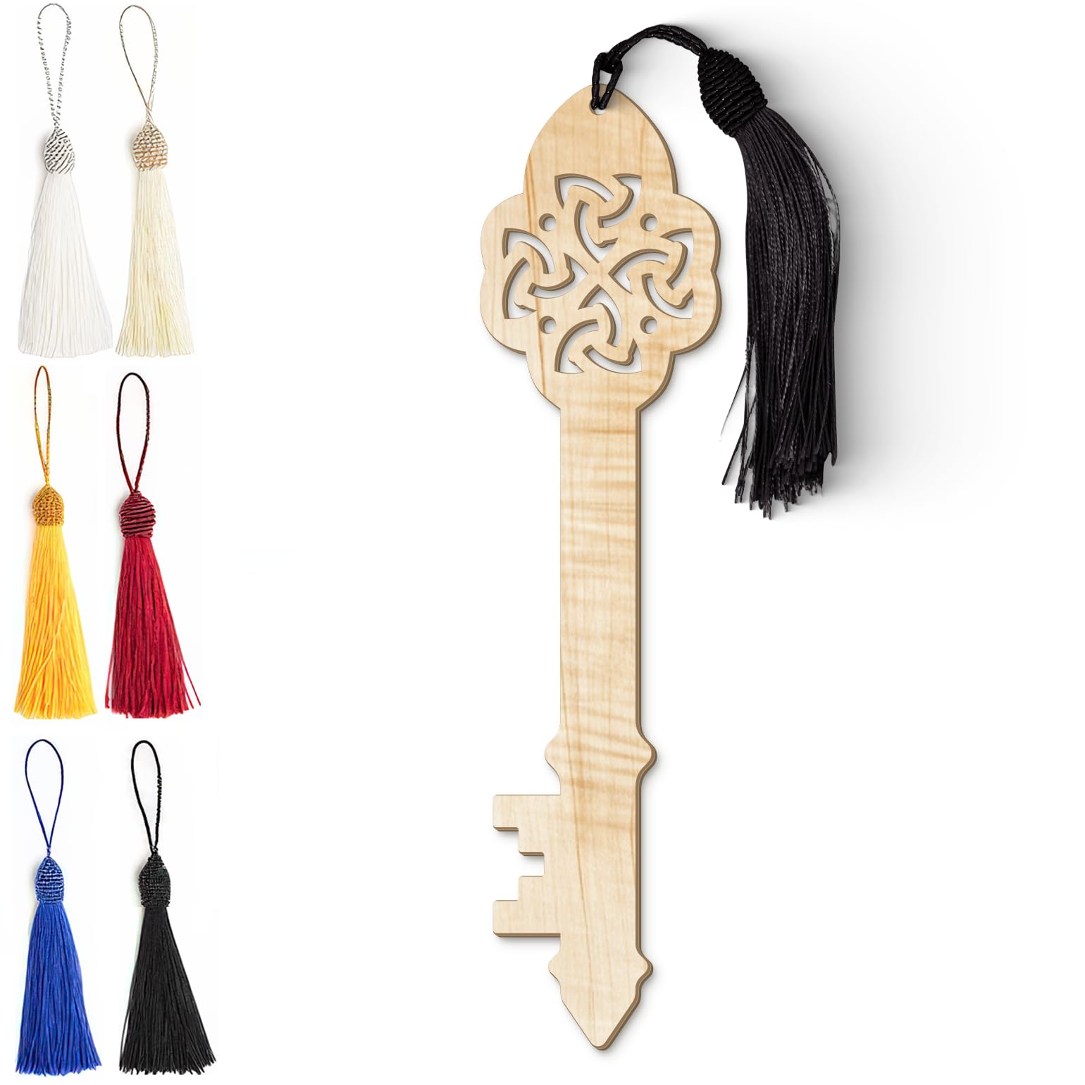 Celtic Wooden Bookmark – Laser Cut Bookmark with Trinity Knot Design & Silky Tassel