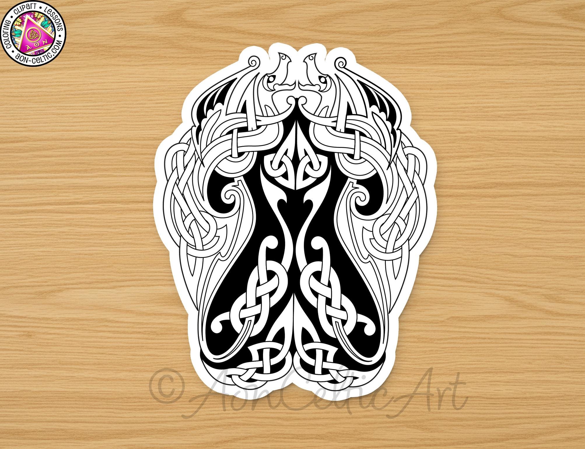 A stylized, intricate black and white design featuring a symmetrical, ornate pattern with swirling, intertwined elements.