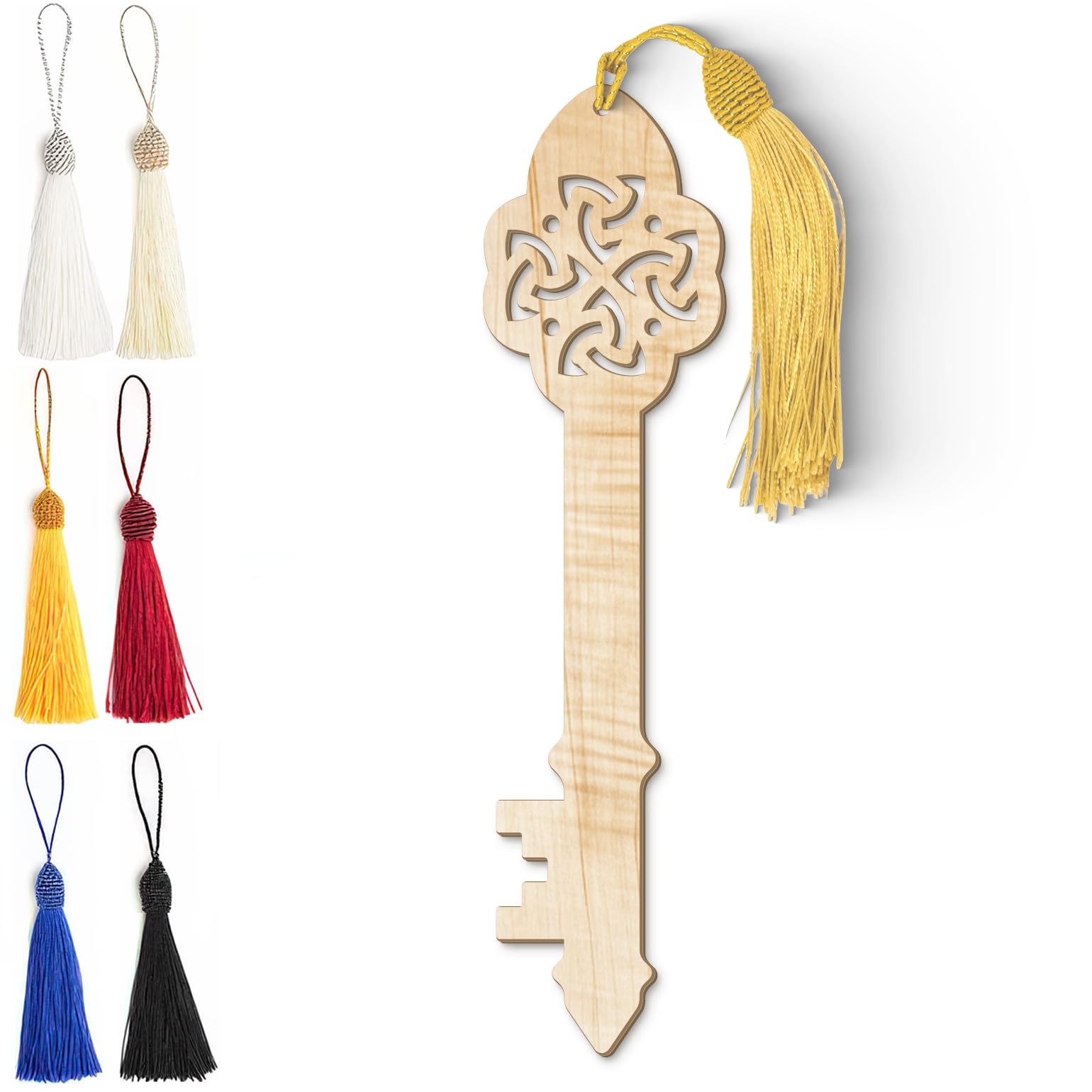 Celtic Wooden Bookmark – Laser Cut Bookmark with Trinity Knot Design & Silky Tassel