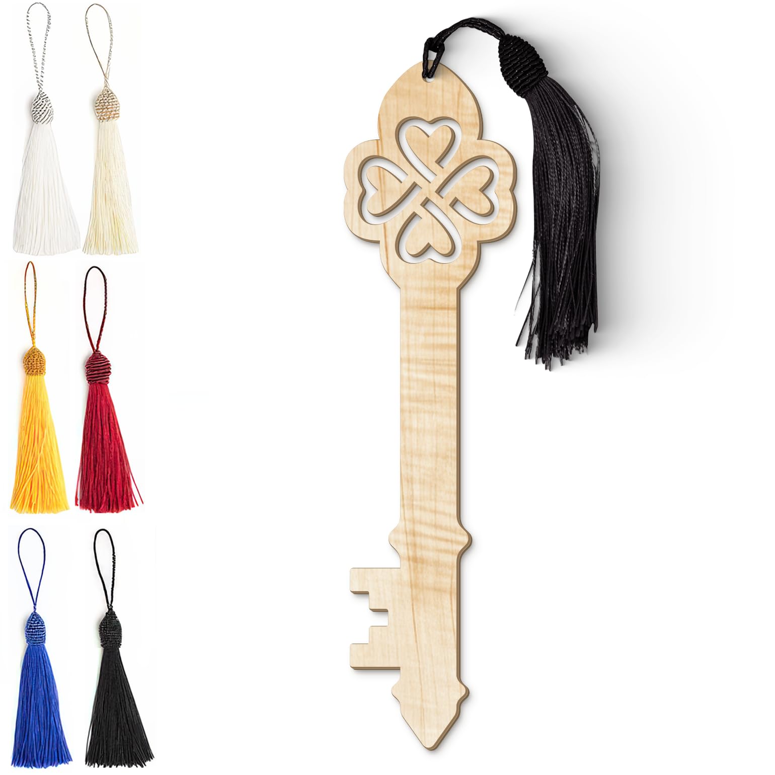 Celtic Wooden Bookmark – Laser Cut Heart Knot Design with Silky Tassel