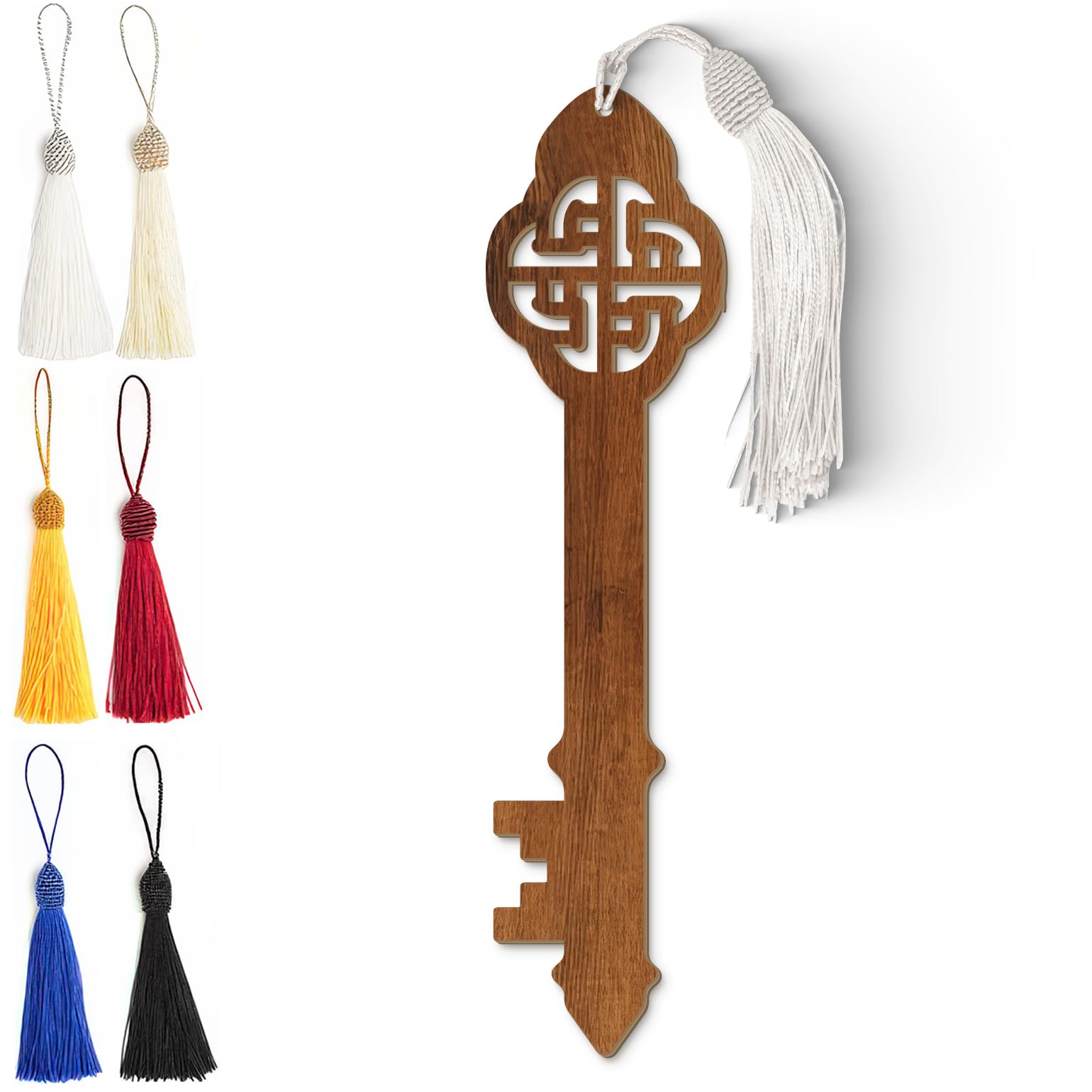 Wooden Bookmark – Celtic Knot Design with Four Leaf Clover | Laser Cut Wood Grain