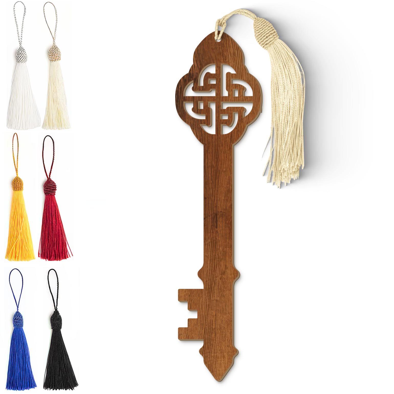 Wooden Bookmark – Celtic Knot Design with Four Leaf Clover | Laser Cut Wood Grain