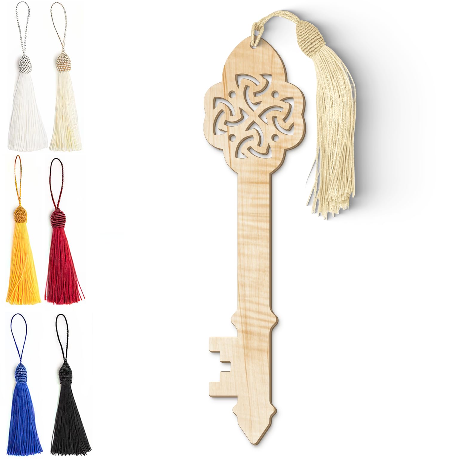 Celtic Wooden Bookmark – Laser Cut Bookmark with Trinity Knot Design & Silky Tassel