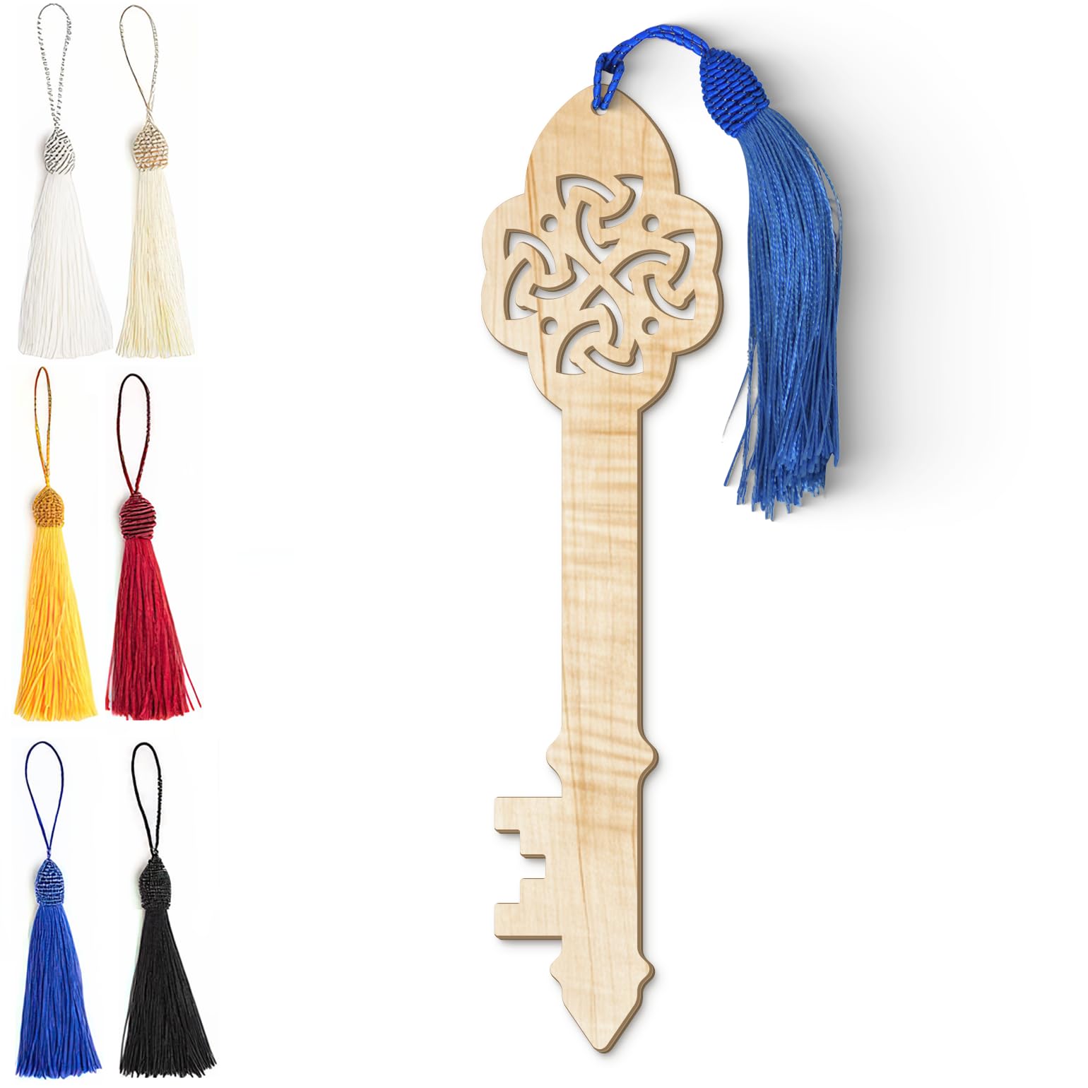 Celtic Wooden Bookmark – Laser Cut Bookmark with Trinity Knot Design & Silky Tassel