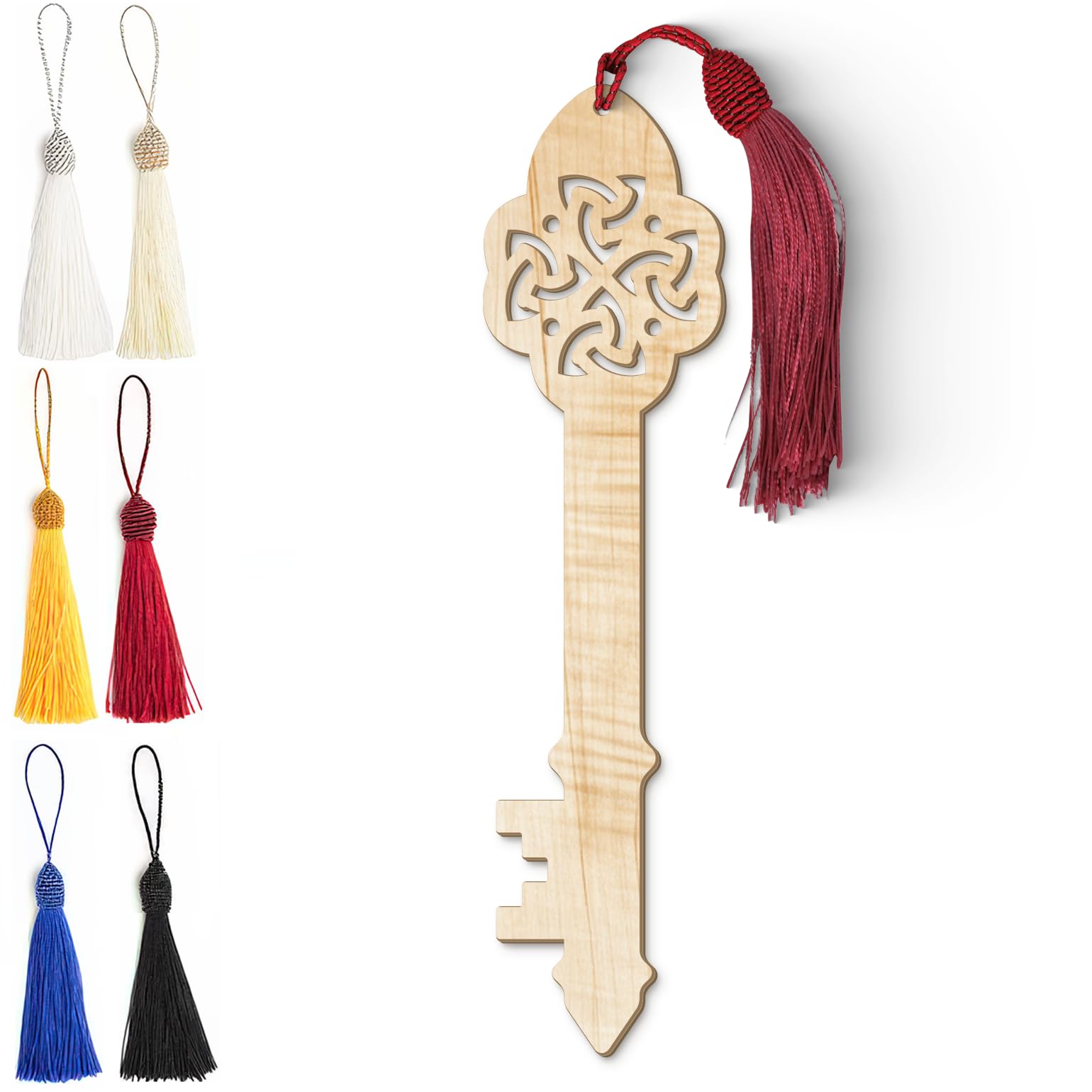 Celtic Wooden Bookmark – Laser Cut Bookmark with Trinity Knot Design & Silky Tassel