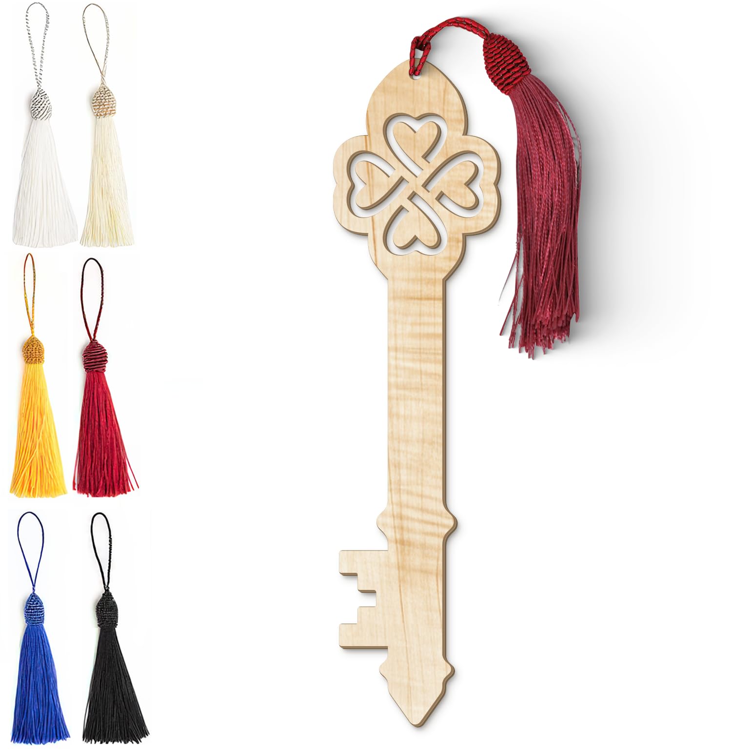 Celtic Wooden Bookmark – Laser Cut Heart Knot Design with Silky Tassel