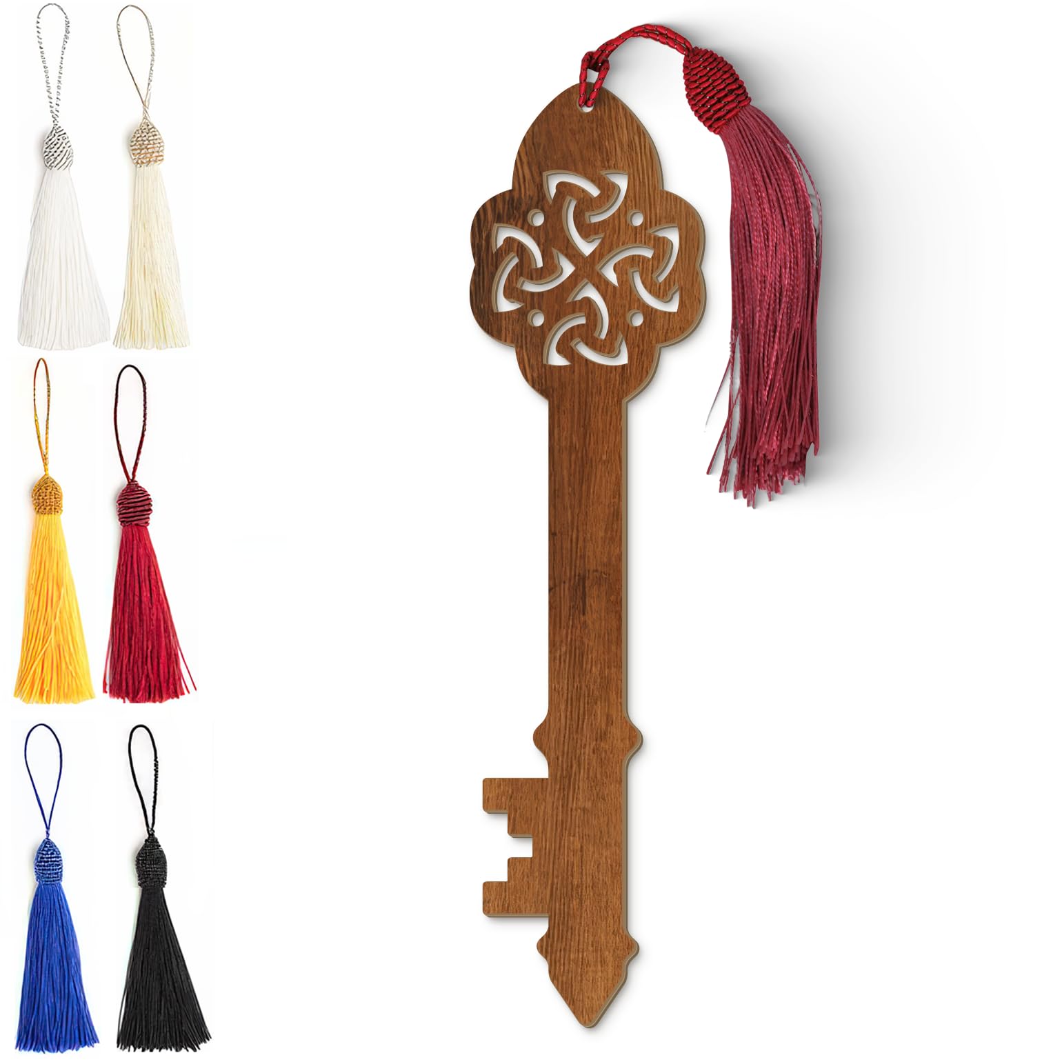 Celtic Wooden Bookmark – Laser Cut Trinity Knot Design | Dark Wood Finish Tassel