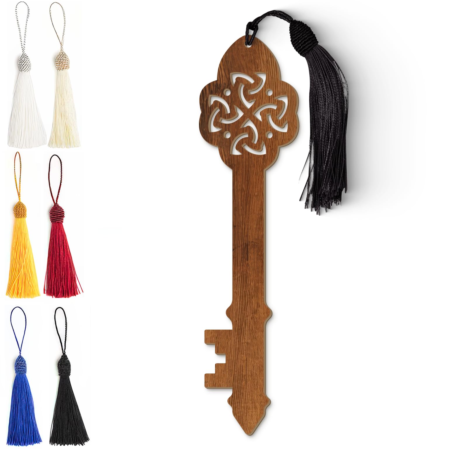 Celtic Wooden Bookmark – Laser Cut Trinity Knot Design | Dark Wood Finish Tassel