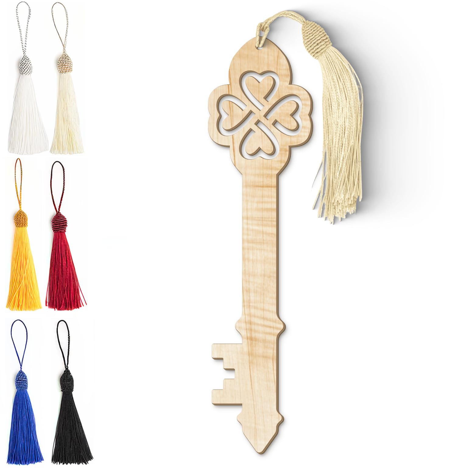 Celtic Wooden Bookmark – Laser Cut Heart Knot Design with Silky Tassel