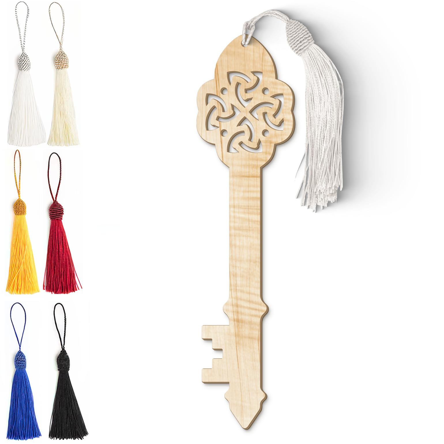 Celtic Wooden Bookmark – Laser Cut Bookmark with Trinity Knot Design & Silky Tassel